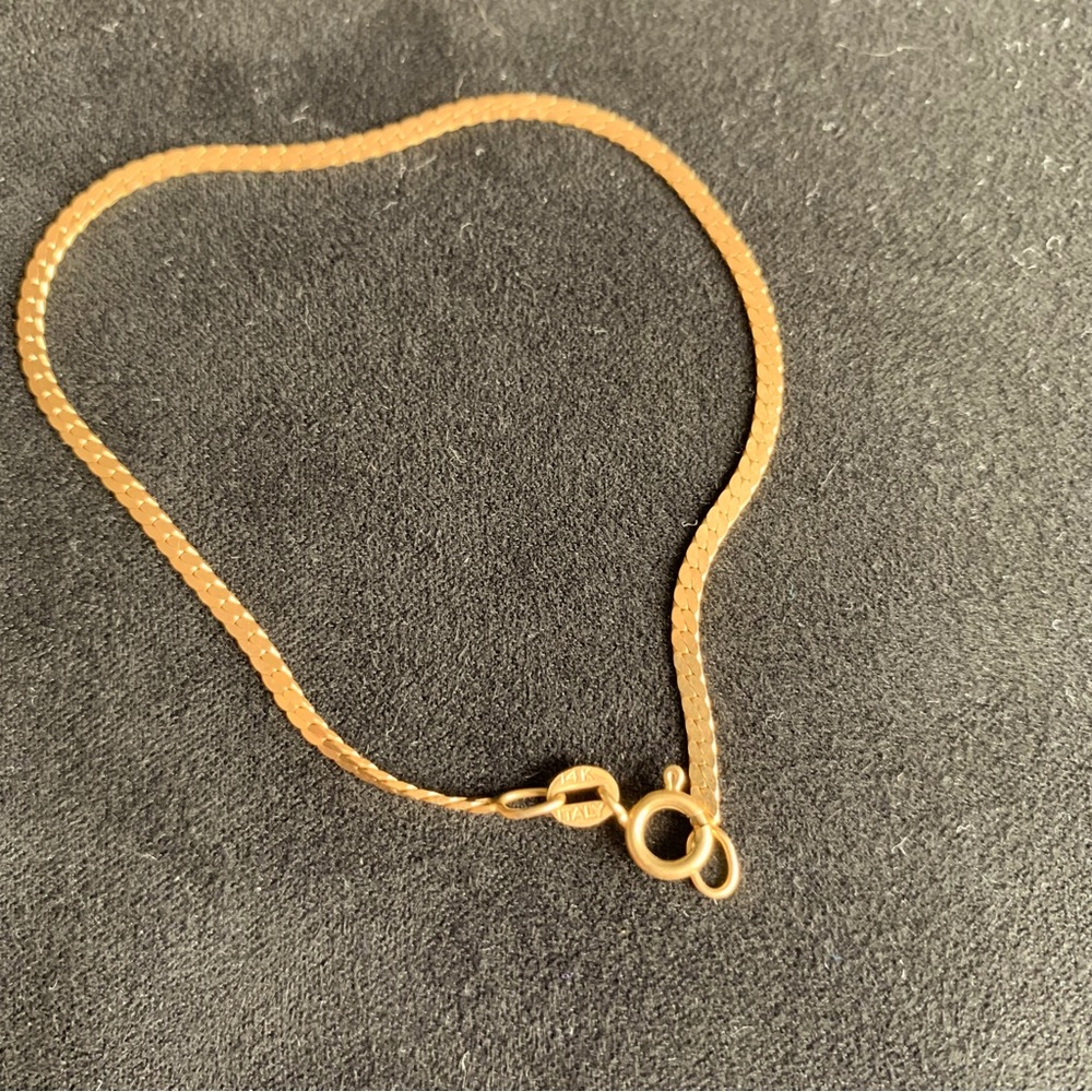 14k solid gold herringbone bracelet